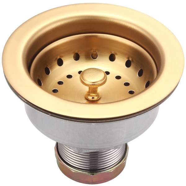 Olympia Faucets Stainless Steel Double Cup Basket Strainer in PVD Brushed Gold ACS-300400-BG - main